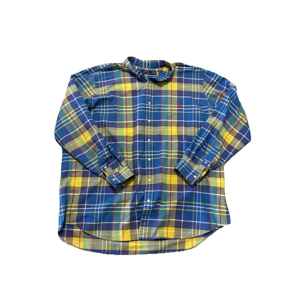 Polo Ralph Lauren Mens 3XLT Classic-Fit Plaid Button-Down Cotton Oxford Shirt